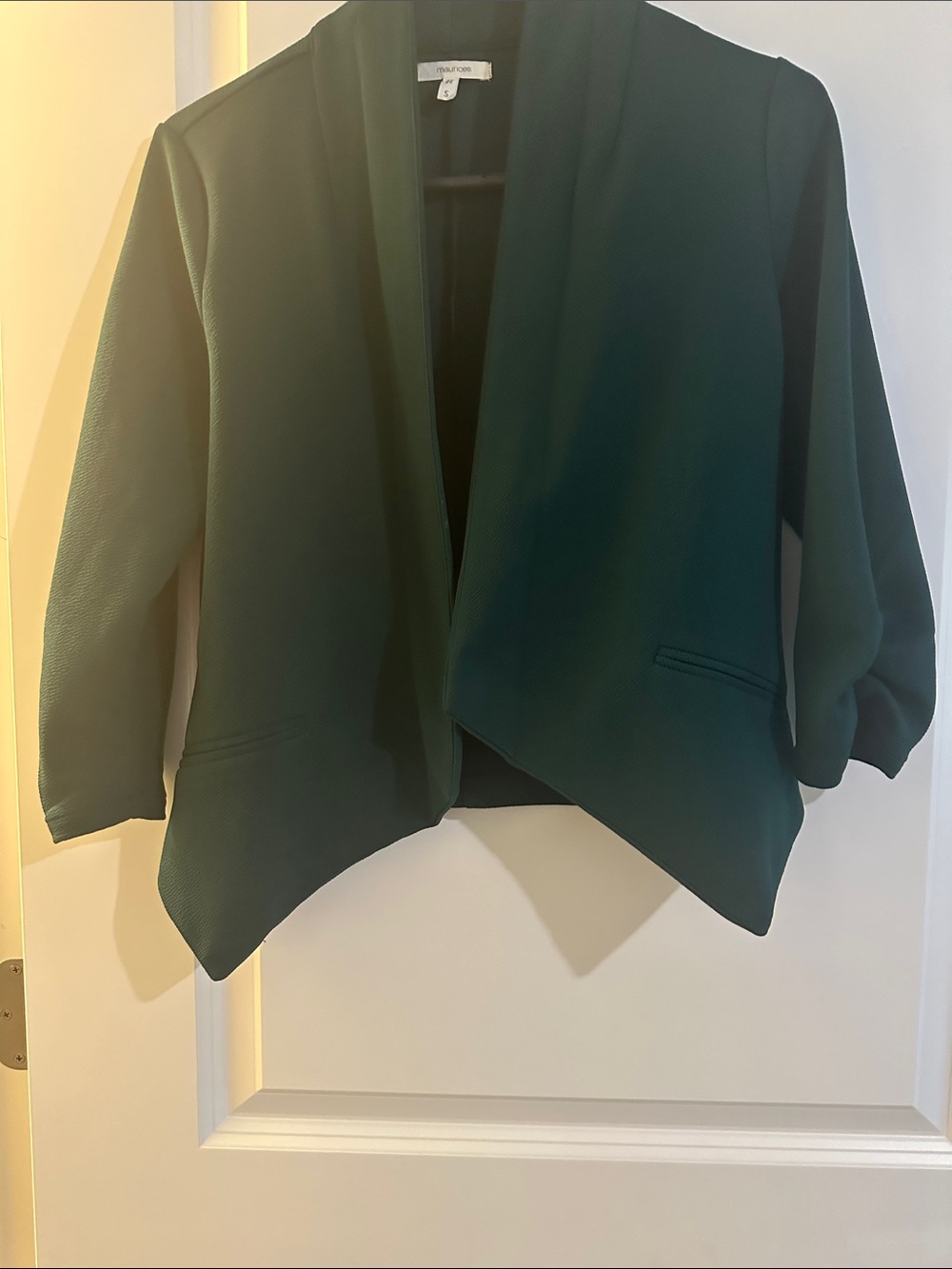 Wilfred Dark Green Draped Open-Front Blazer